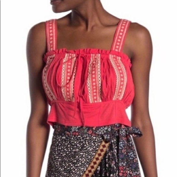 Free People Hill Top Crop in Red Sz. L - Picture 1 of 9